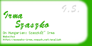 irma szaszko business card